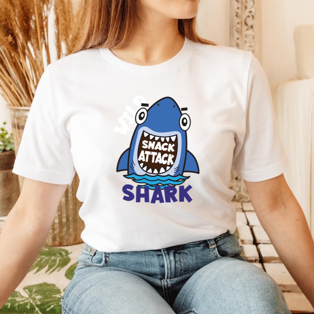 Shark Snack Attack Funny Ocean Cartoon Animal T-Shirt