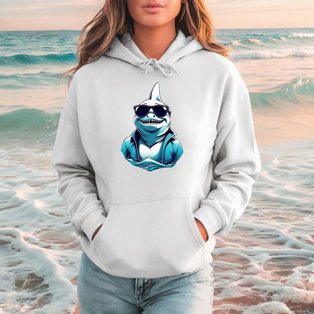 Shark with Glasses Funny Animal Lover Gift Hoodie