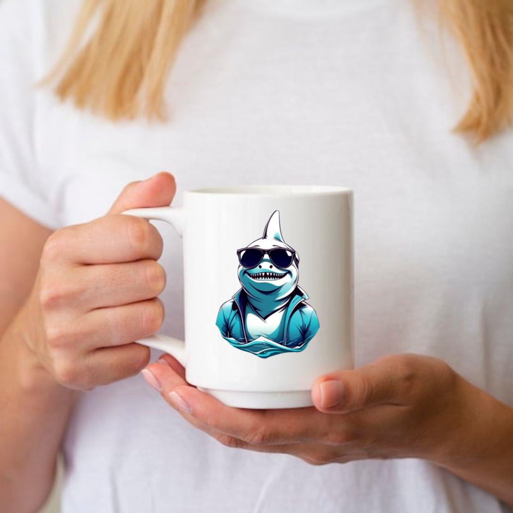 Shark with Glasses Funny Animal Lover Gift Mug