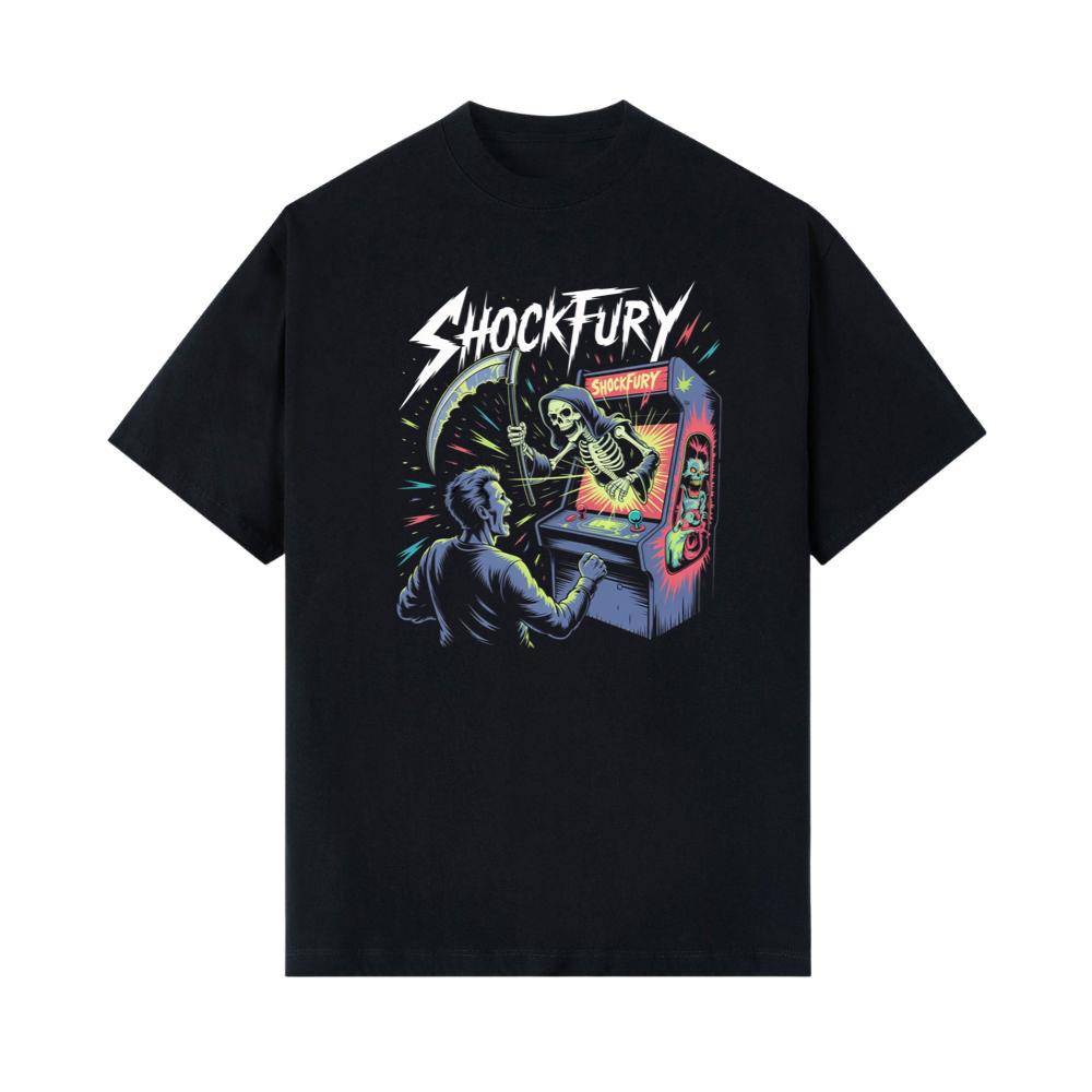 Shocktury Retro Arcade Horror Design T-Shirt