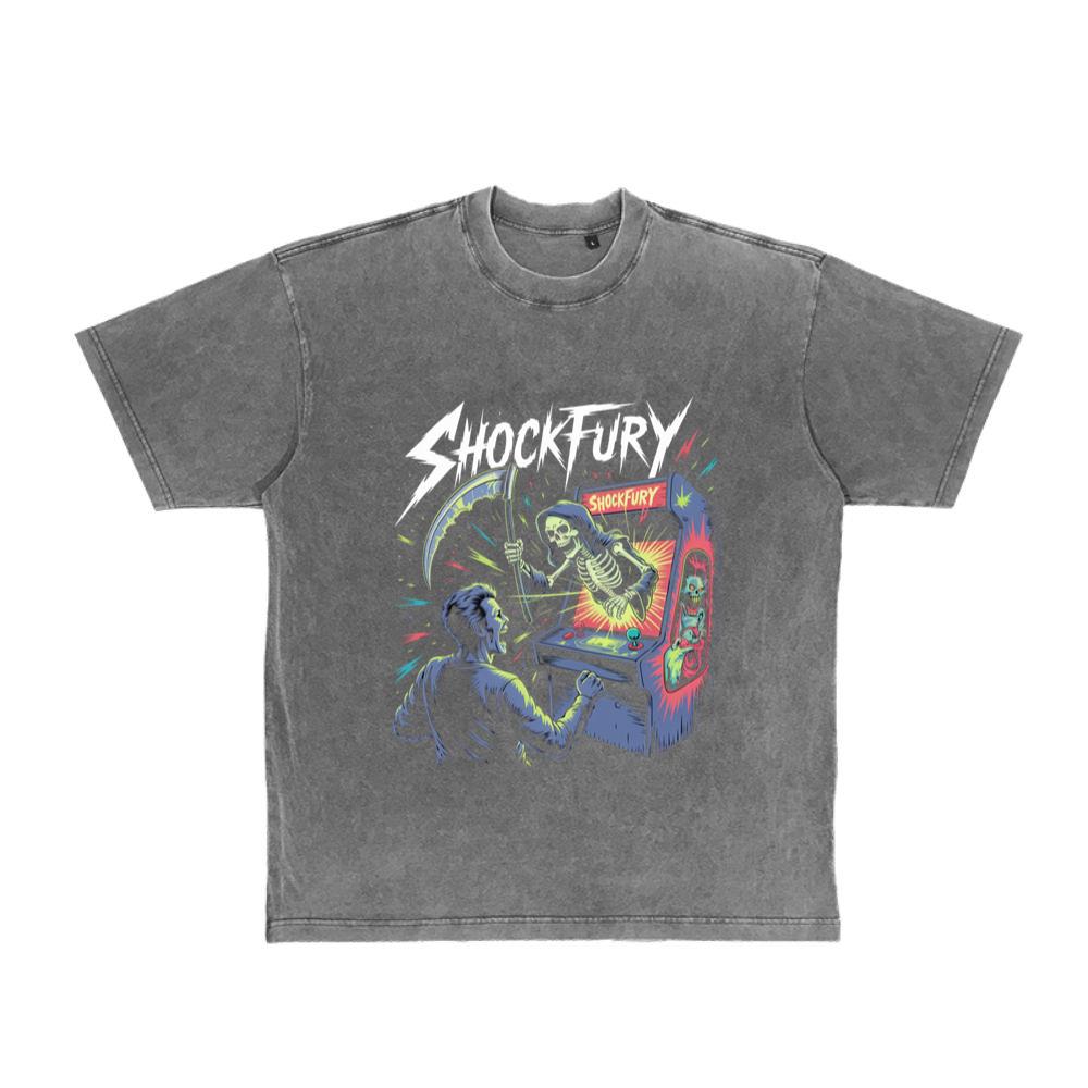 Shocktury Retro Arcade Horror Design T-Shirt