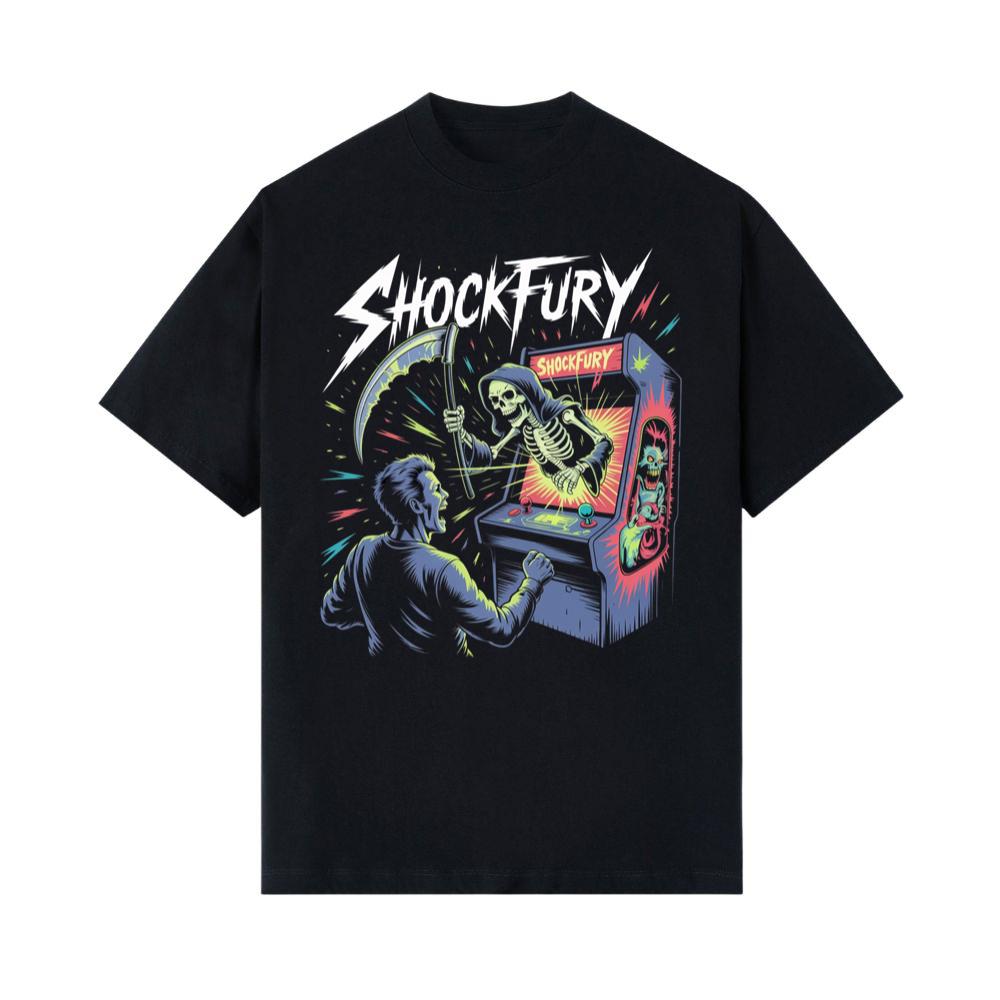Shocktury Retro Arcade Horror Design T-Shirt