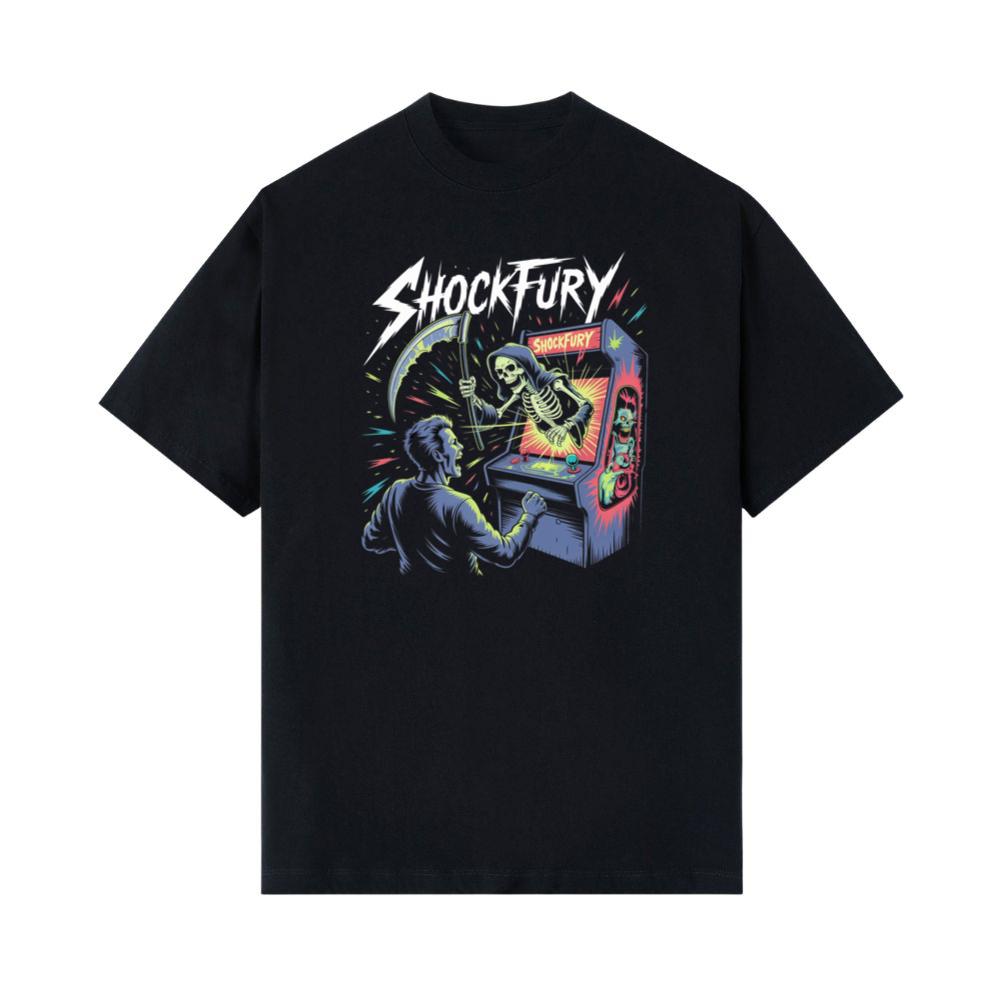 Shocktury Retro Arcade Horror Design T-Shirt