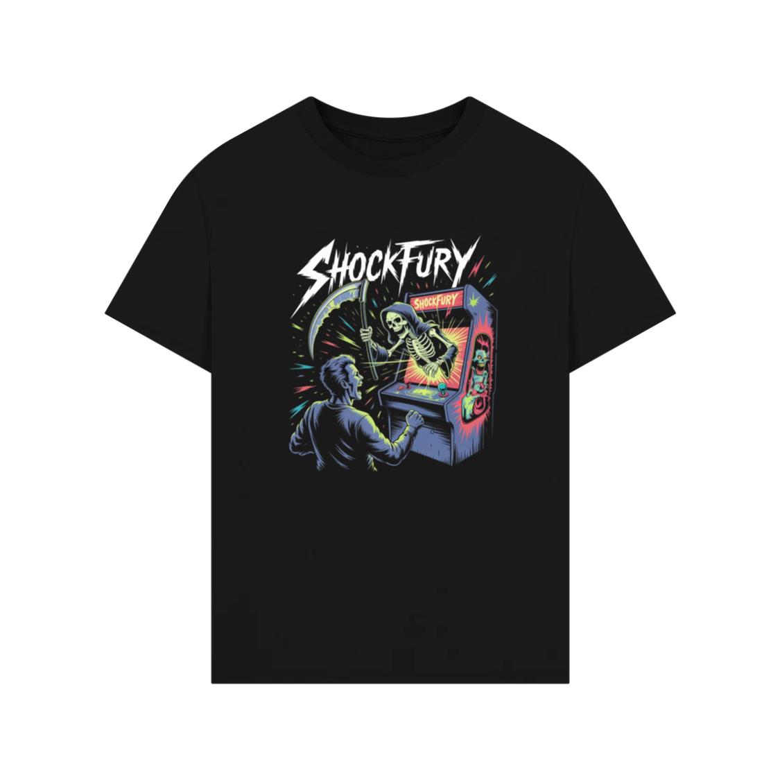 Shocktury Retro Arcade Horror Design TShirt Rewinde