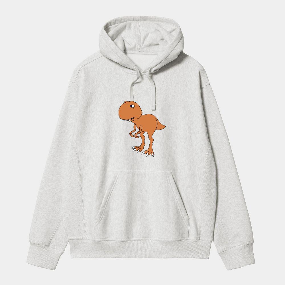 Shy Brown Cartoon Tyrannosaurus Rex Hoodie