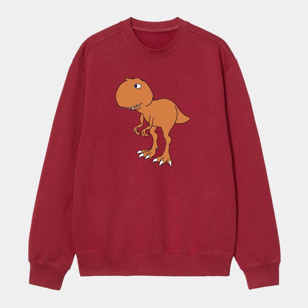 Shy Brown Cartoon Tyrannosaurus Rex Sweatshirt