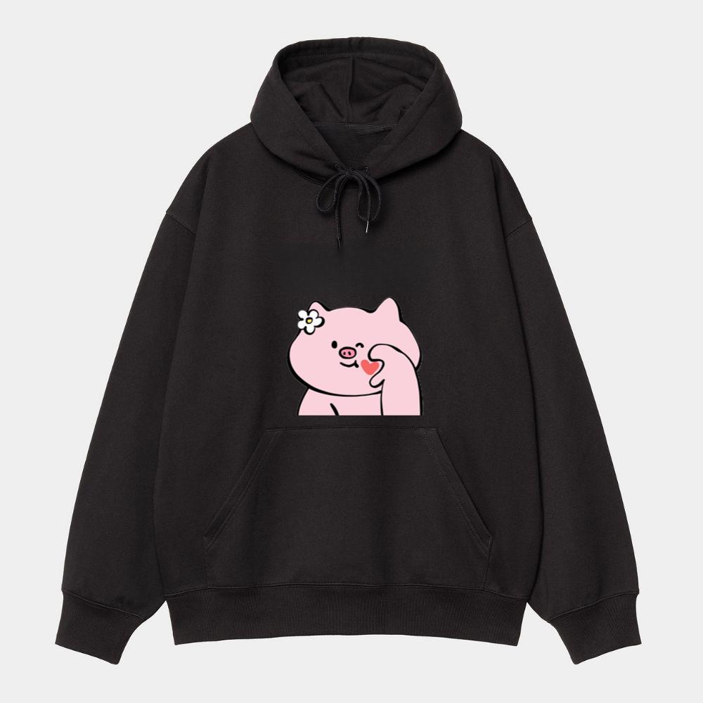 Shy Love Pig Hoodie