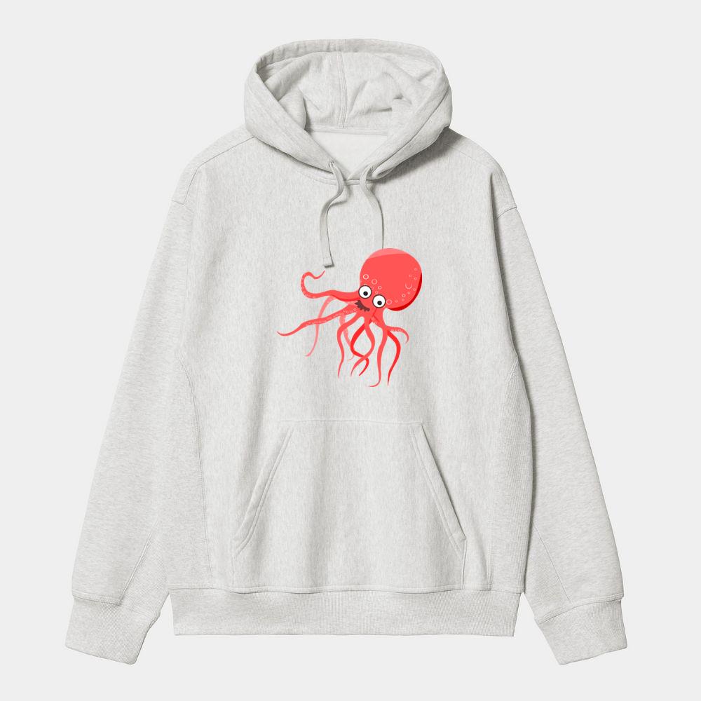 Silly Pink Octopus With Eyes Hoodie