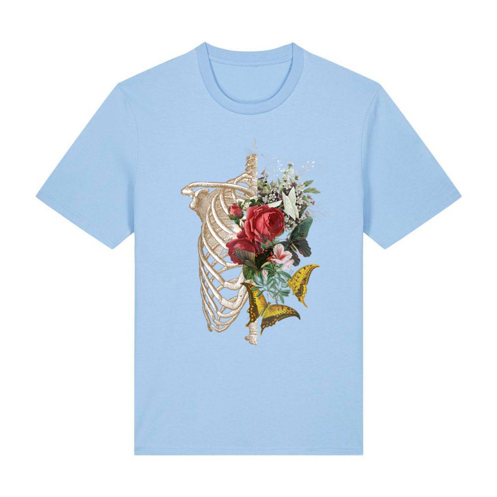 Skeleton Body Red Roses Flower T-Shirt