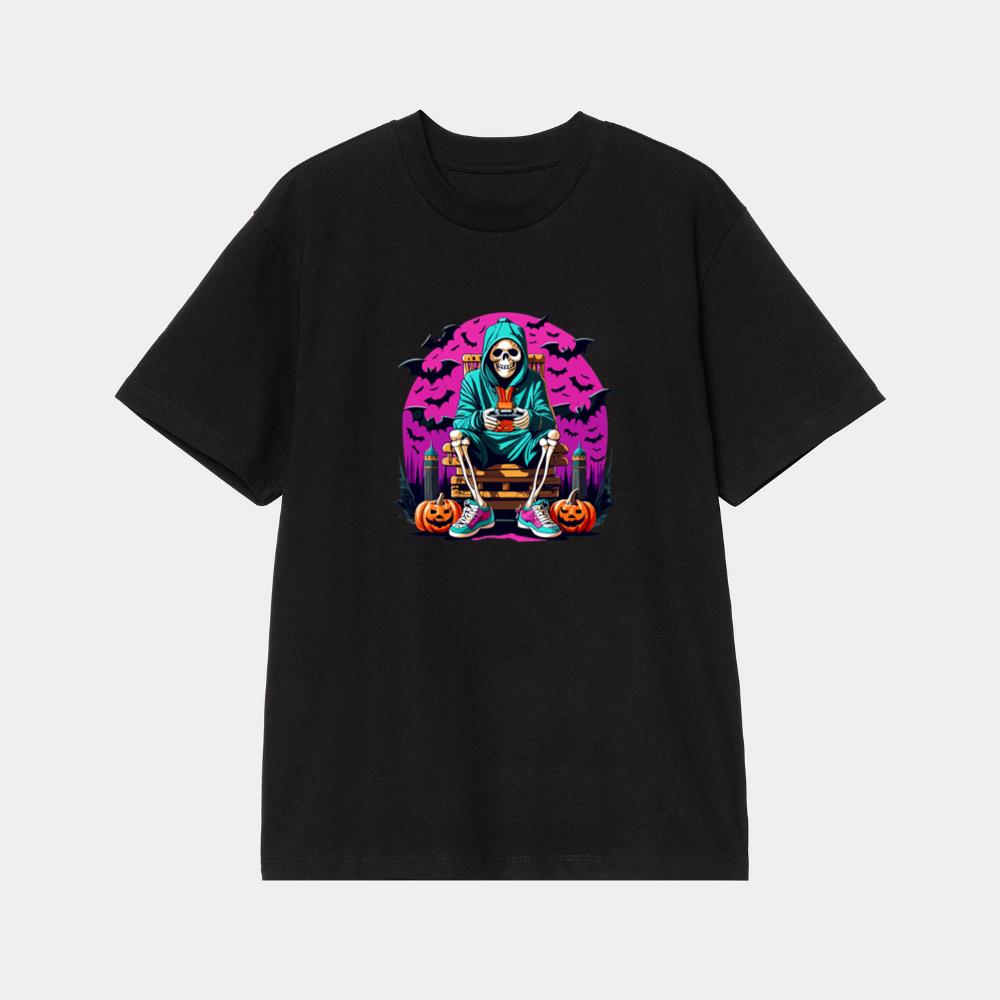 Skeleton Gamer On Halloween T-Shirt