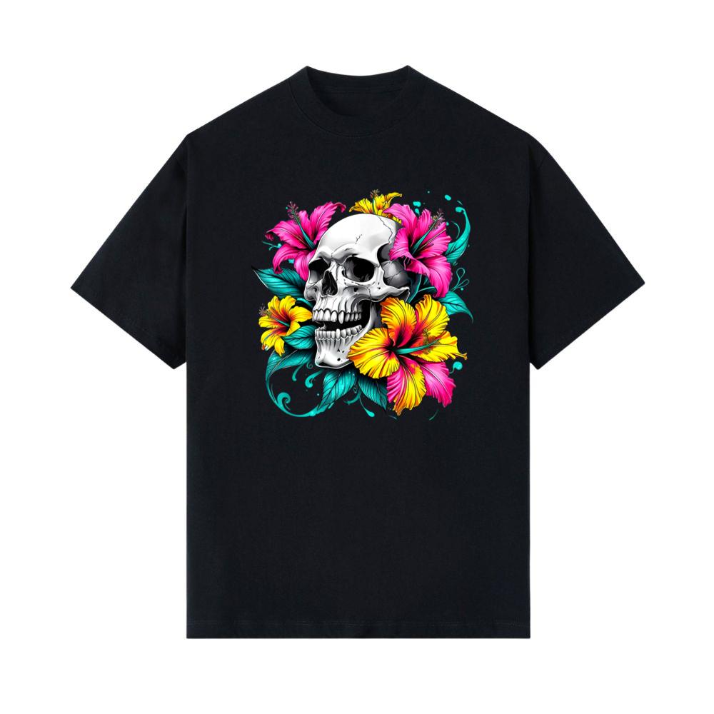 Skull Hibiscus Flower Mycologist Gothic Goth Flower Women T-Shirt 