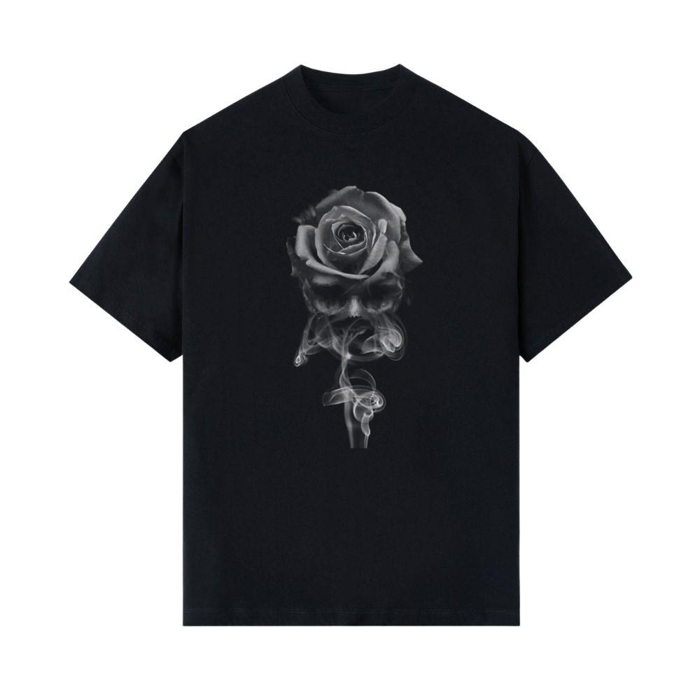 Skull Smoke Rose Sugar Skull Flower Rose Tattoo Smoke T-Shirt 