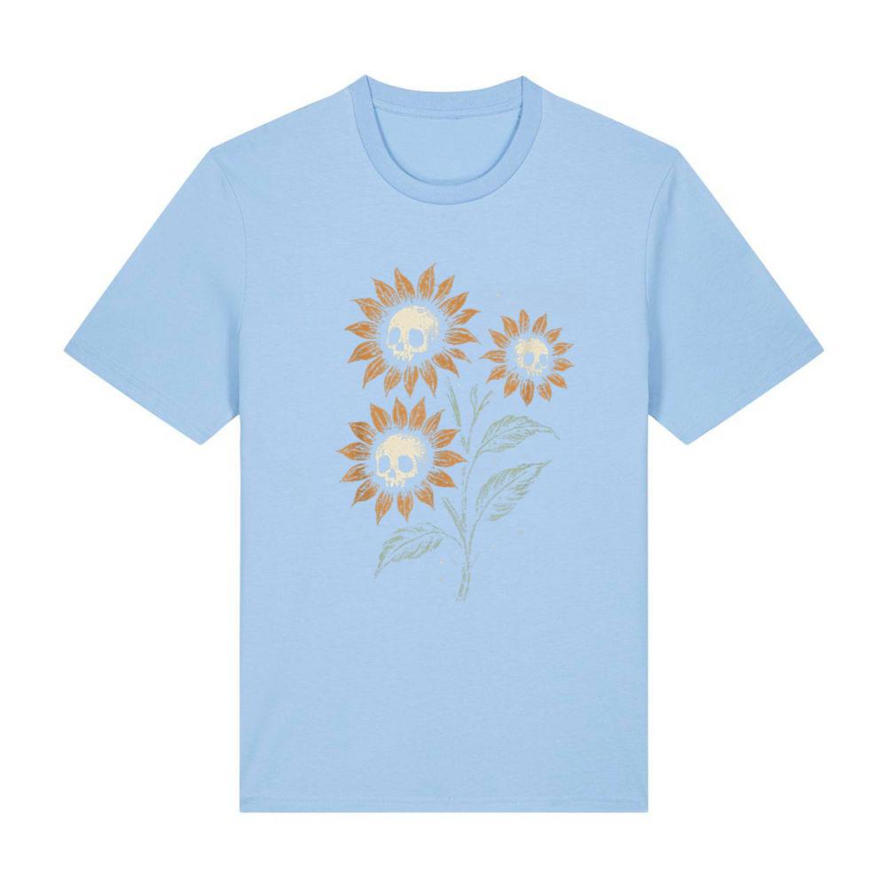Skull Sunflowers Gothic Goth Creepy Cute Alt Grunge Y2K T-Shirt