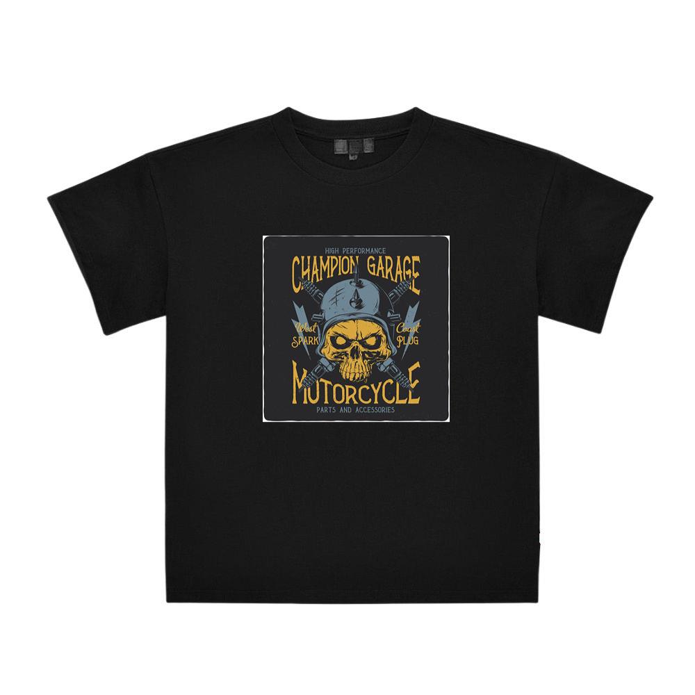 Skull with Motorcycle Helmet and Spark Plugs T-Shirts