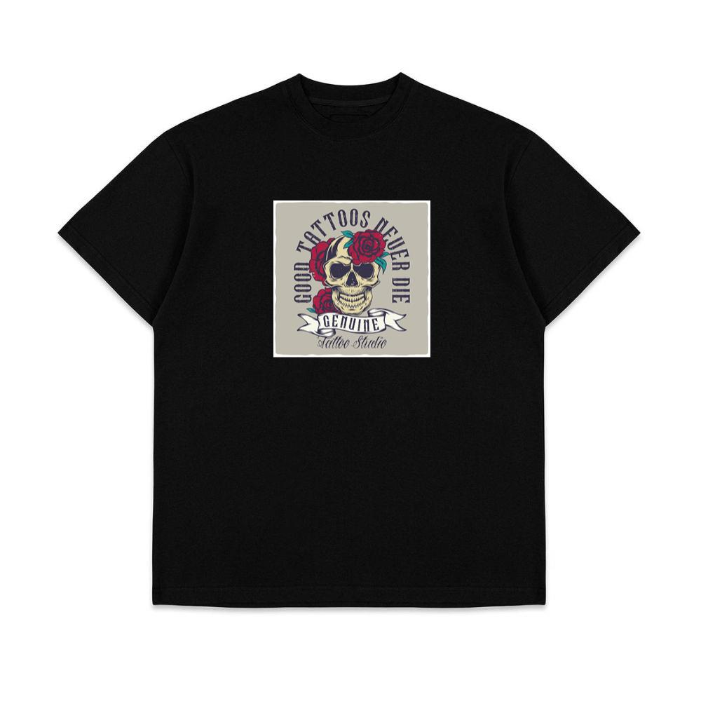 Skull with Rose Tattoo Design T-Shirts