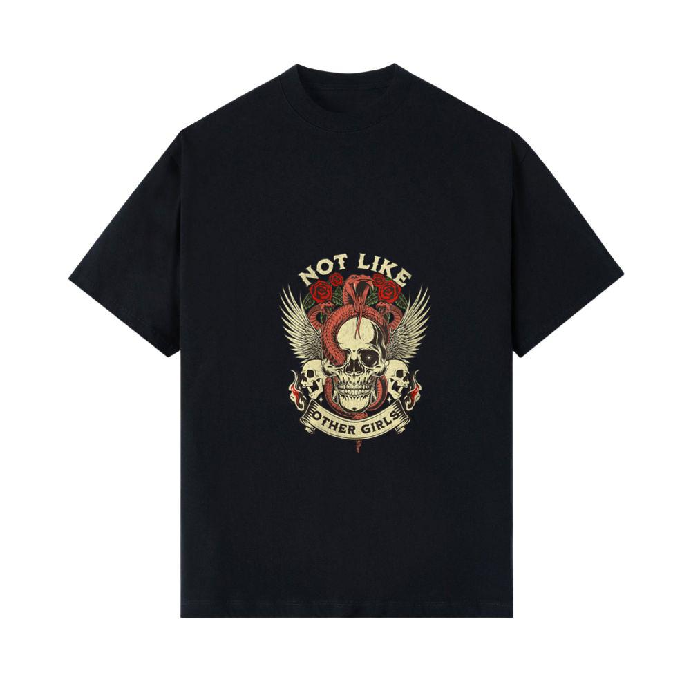 Skull with Snake and Roses _Not Like Other Girls_ V-Neck T-Shirt 