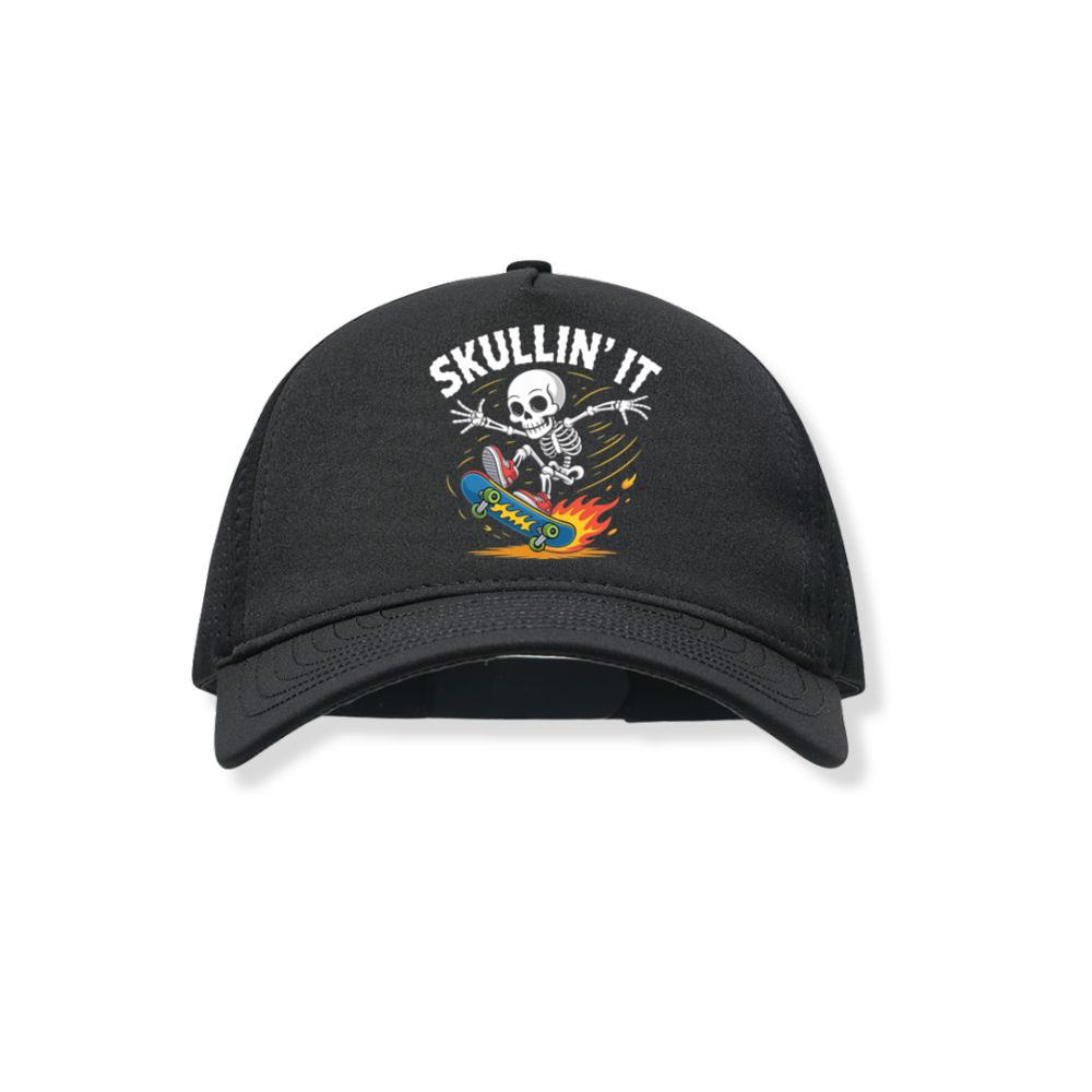 Skullin It Skeleton Skateboard Cartoon Graphic Black Hat