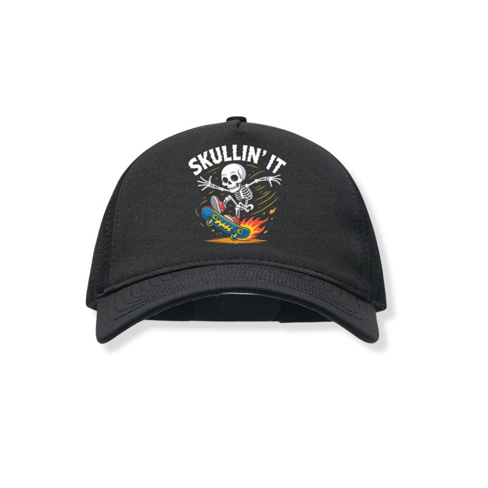 Skullin It Skeleton Skateboard Cartoon Graphic Black Hat