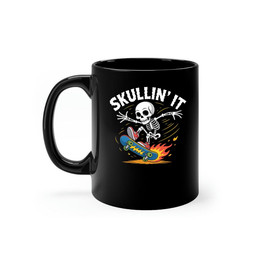 Skullin It Skeleton Skateboard Cartoon Graphic Mug