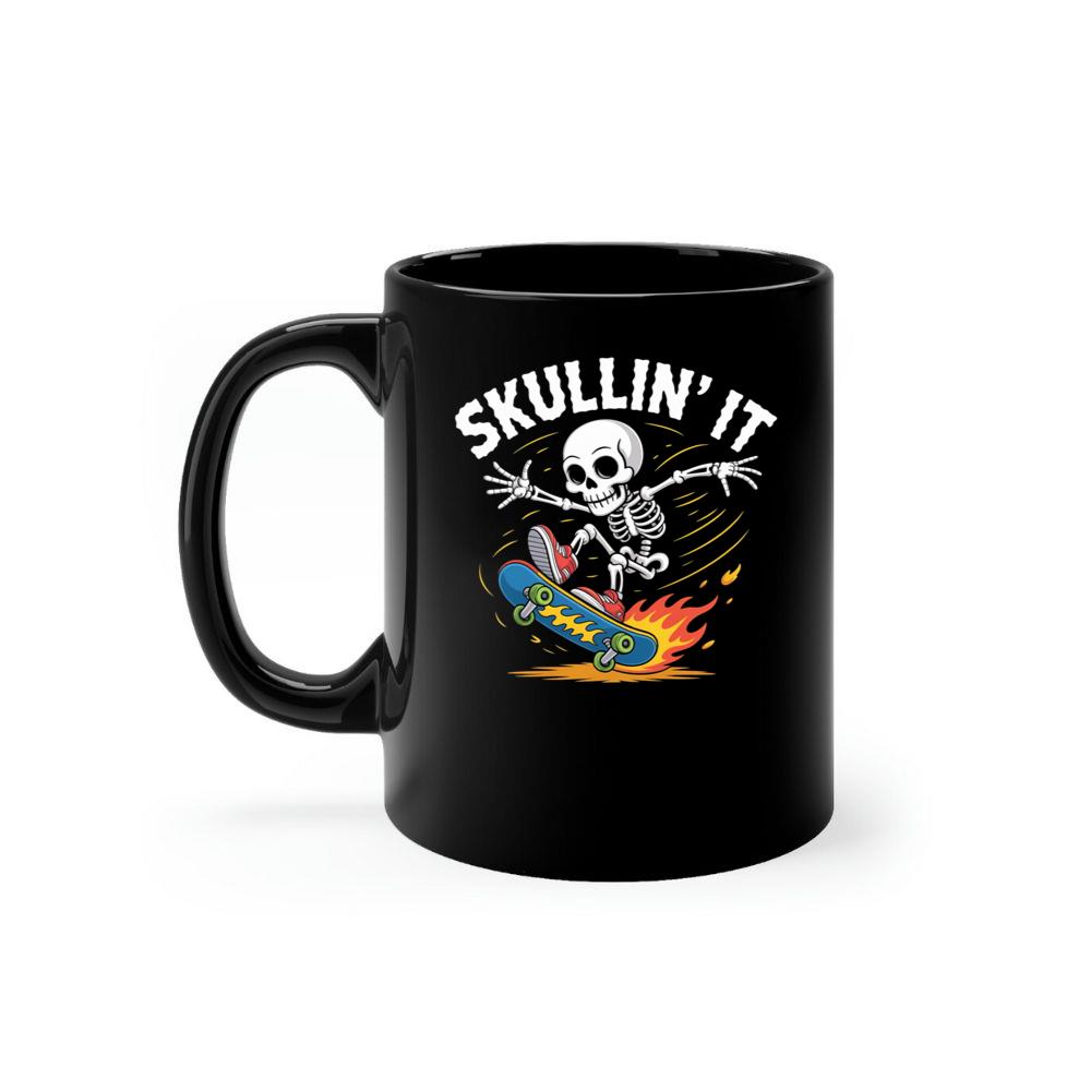 Skullin It Skeleton Skateboard Cartoon Graphic Mug