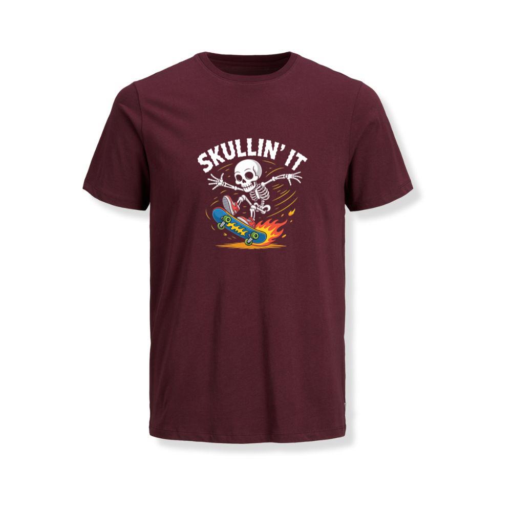 Skullin It Skeleton Skateboard Cartoon Graphic T-Shirts - Image 4