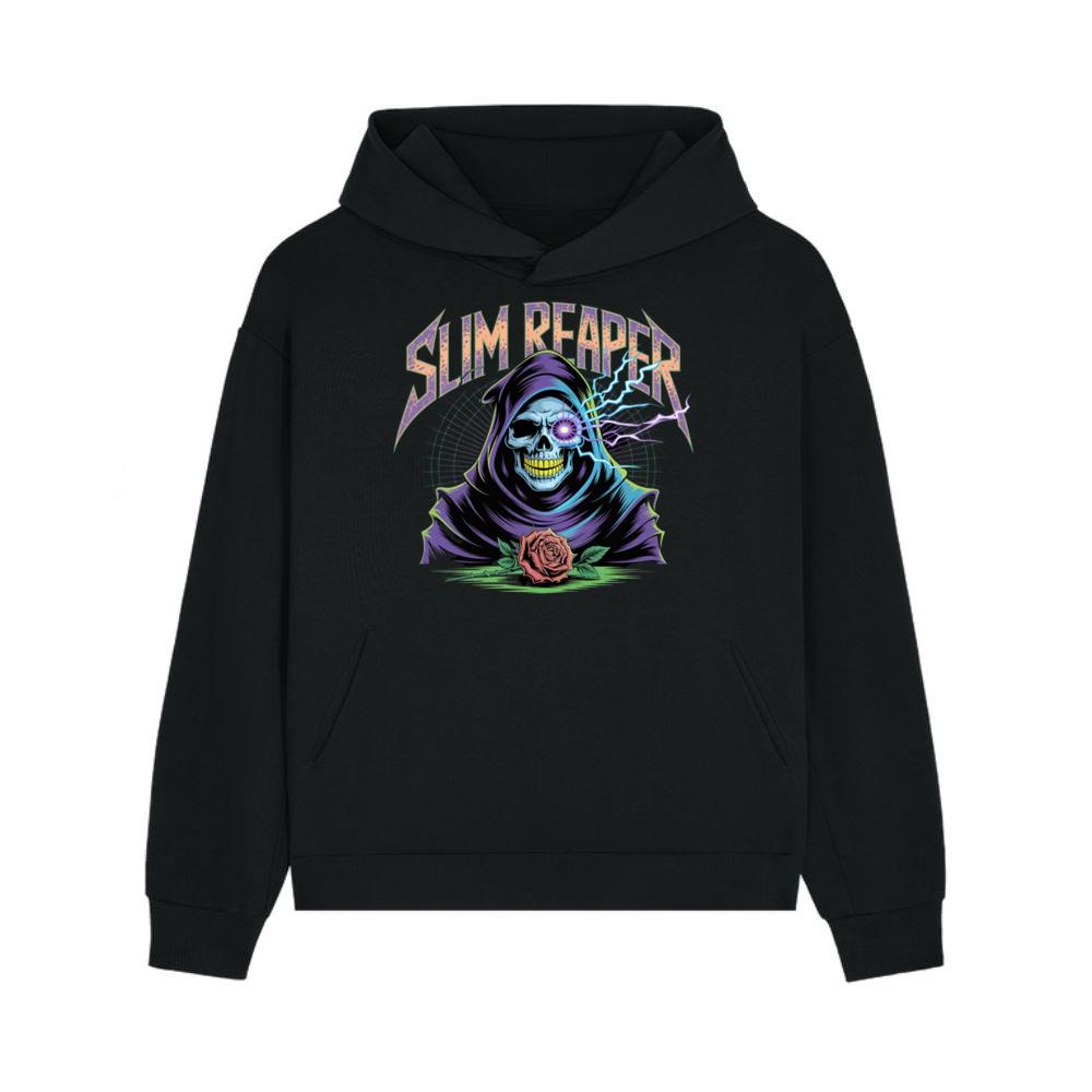 Slim Reaper Grim Reaper Skull With Lightning And Rose Artwork Hoodie