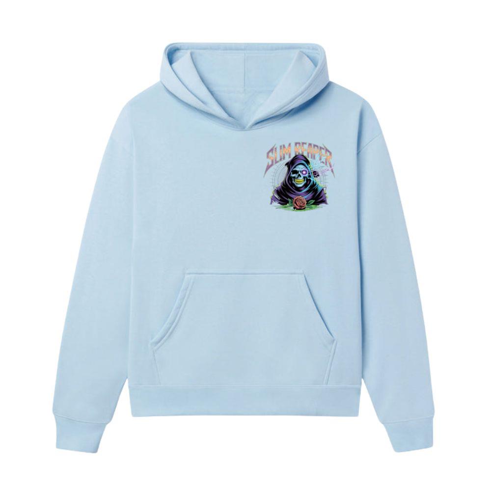 Slim Reaper Grim Reaper Skull With Lightning And Rose Artwork Hoodie