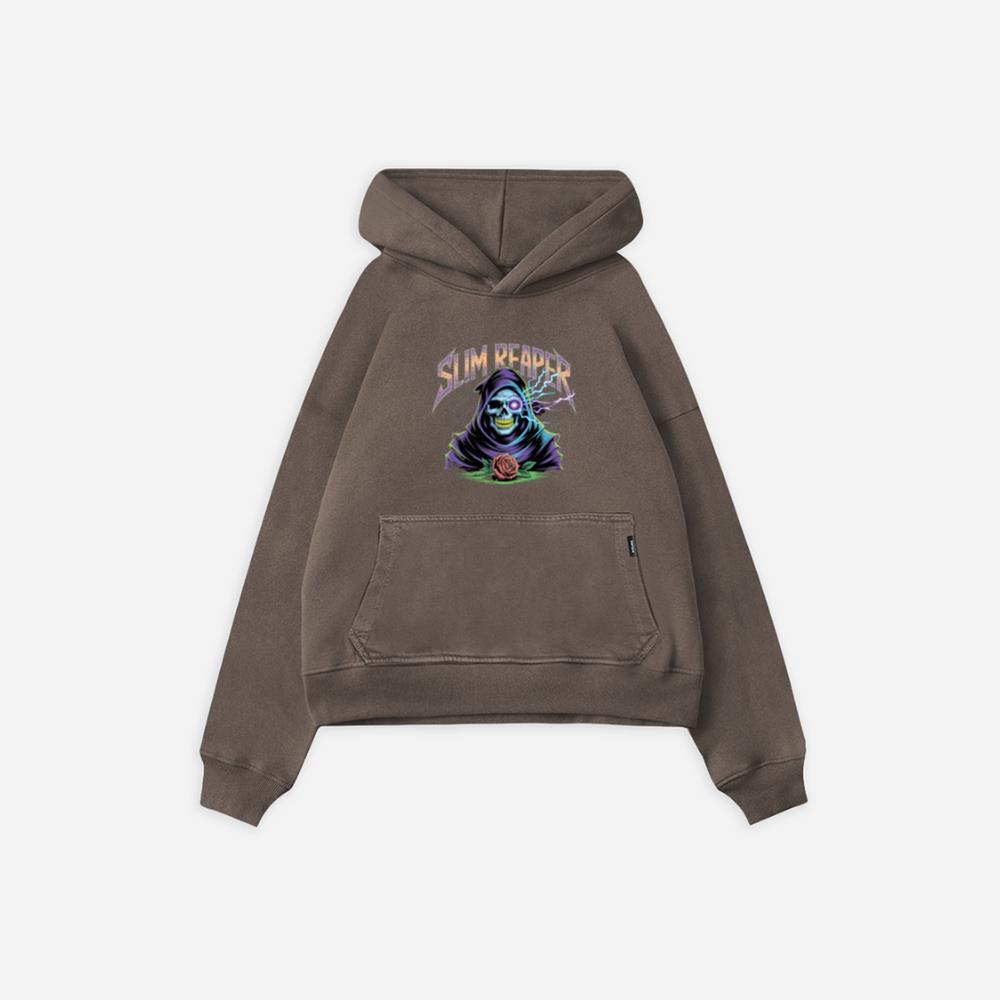 Slim Reaper Grim Reaper Skull With Lightning And Rose Artwork Hoodie