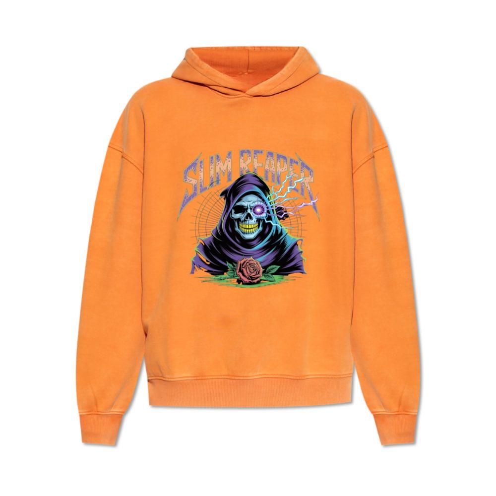 Slim Reaper Grim Reaper Skull With Lightning And Rose Artwork Hoodie