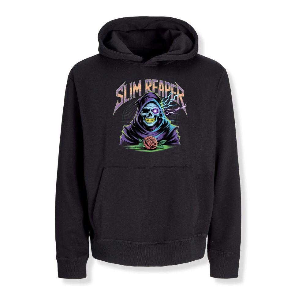 Slim Reaper Grim Reaper Skull With Lightning And Rose Artwork Hoodies