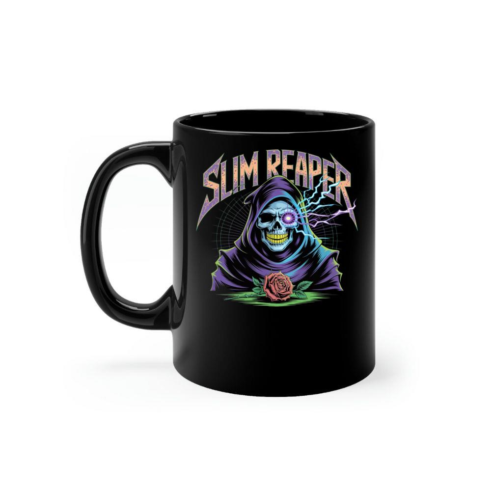 Slim Reaper Grim Reaper Skull With Lightning And Rose Artwork Mug