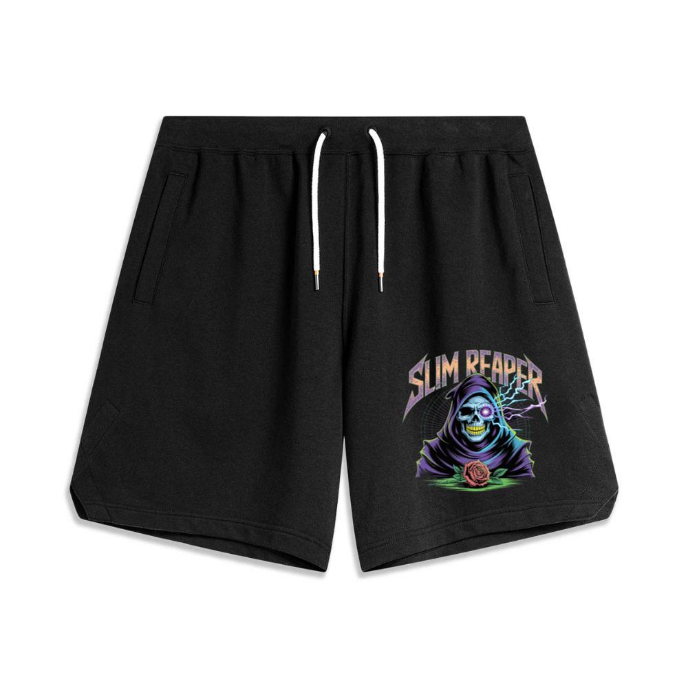 Slim Reaper Grim Reaper Skull With Lightning And Rose Artwork Short