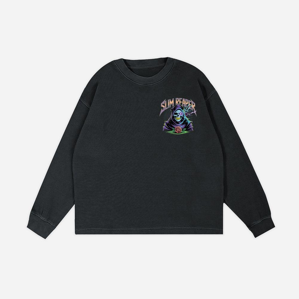 Slim Reaper Grim Reaper Skull With Lightning And Rose Artwork Sweatshirt
