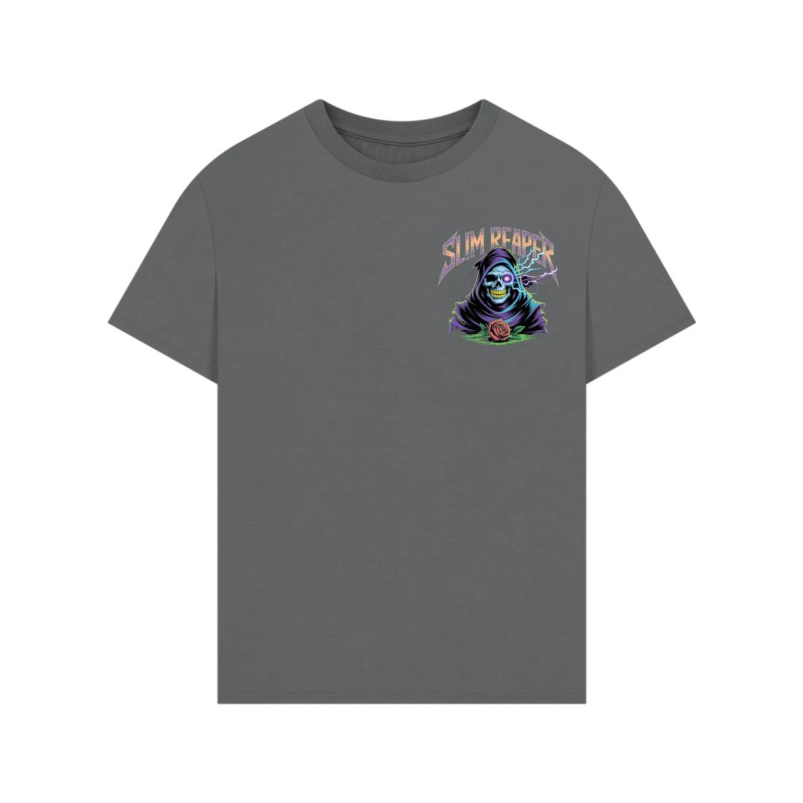 Slim Reaper Grim Reaper Skull With Lightning And Rose Artwork T-Shirts