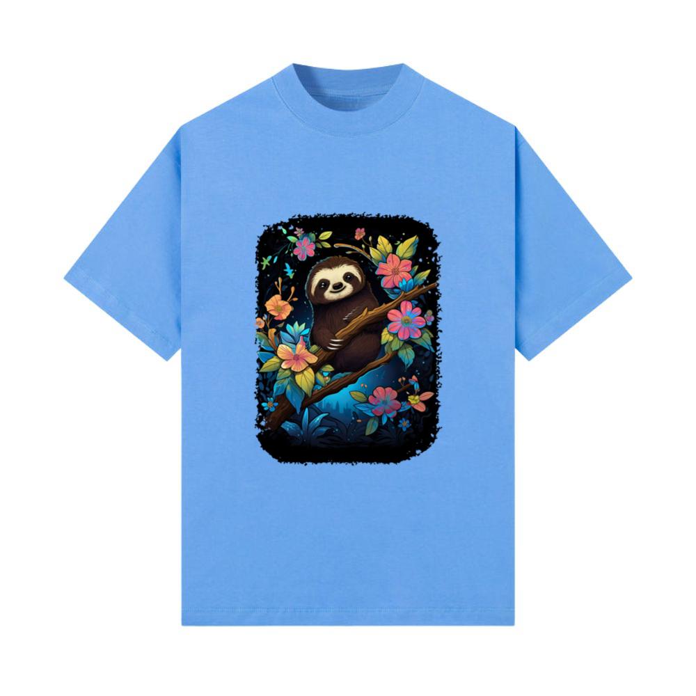 Sloth Cute Animal Floral Night Sky T-Shirt