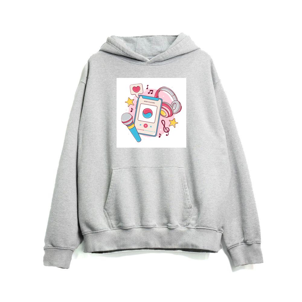 Smartphone Music with Headphones and Microphone Hoodies