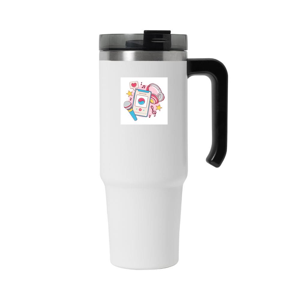 Smartphone Music with Headphones and Microphone Tumbler