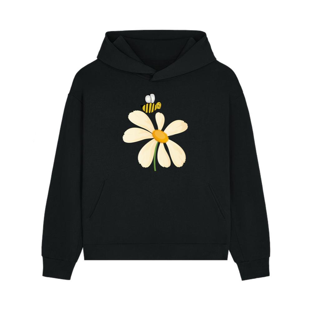 Smiling Bee Above White Flower Hoodie