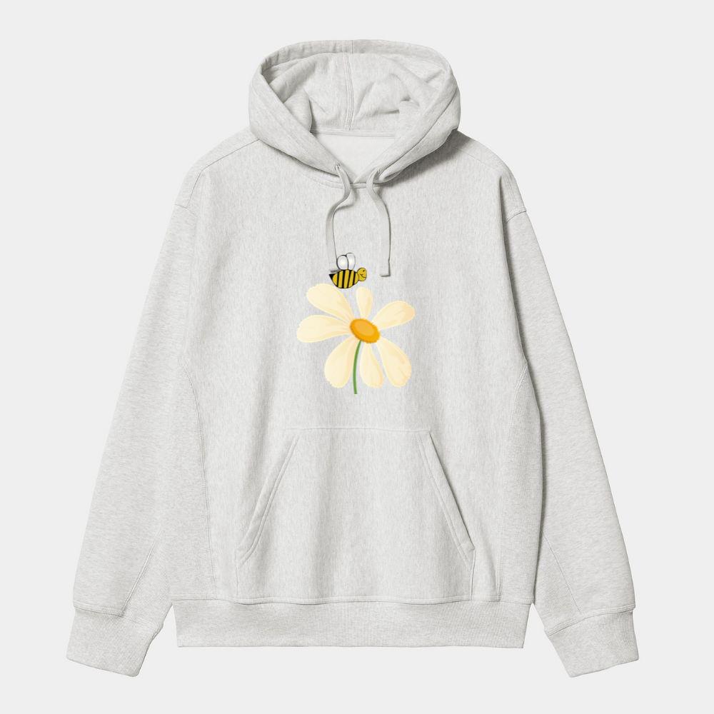 Smiling Bee Above White Flower Hoodie