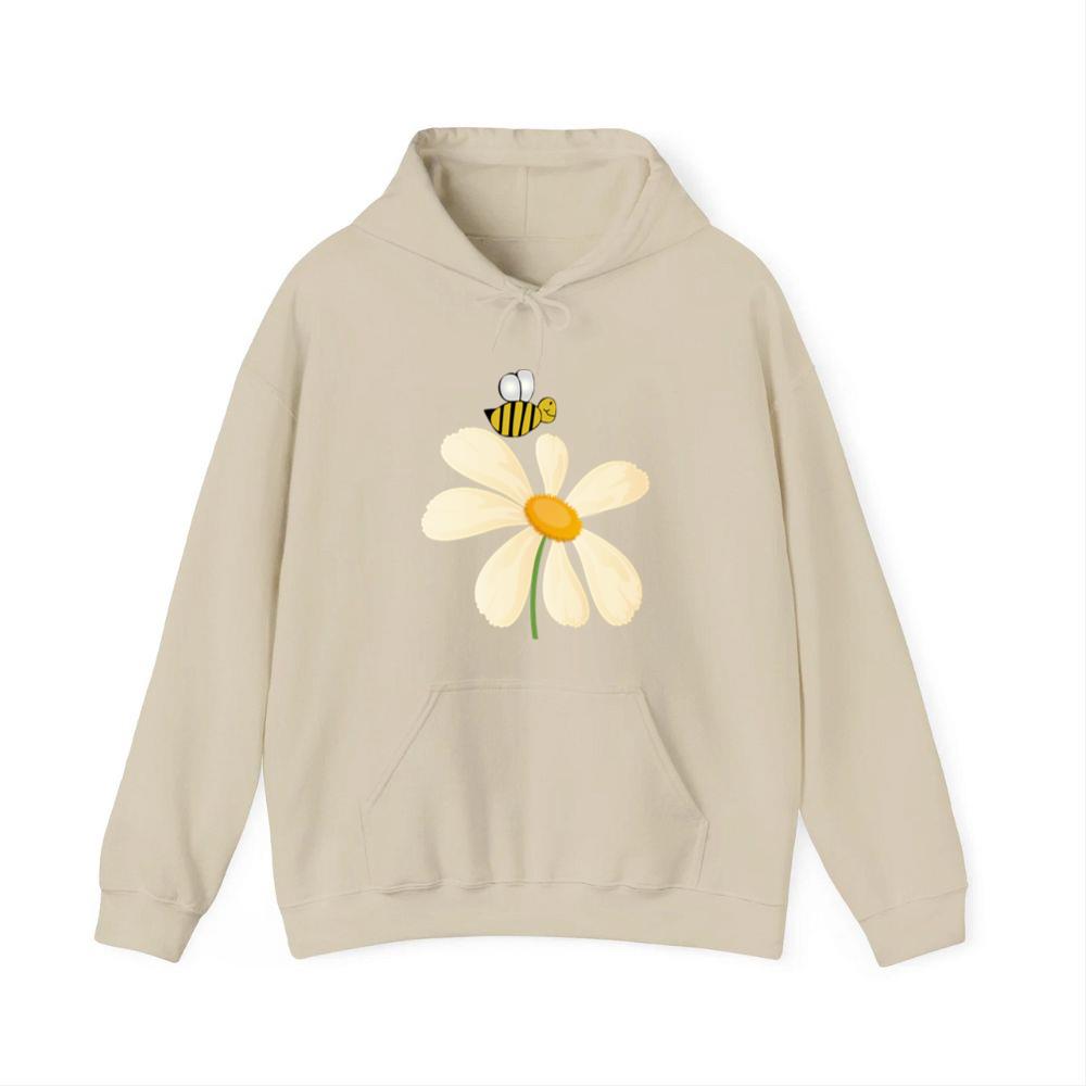 Smiling Bee Above White Flower Hoodies
