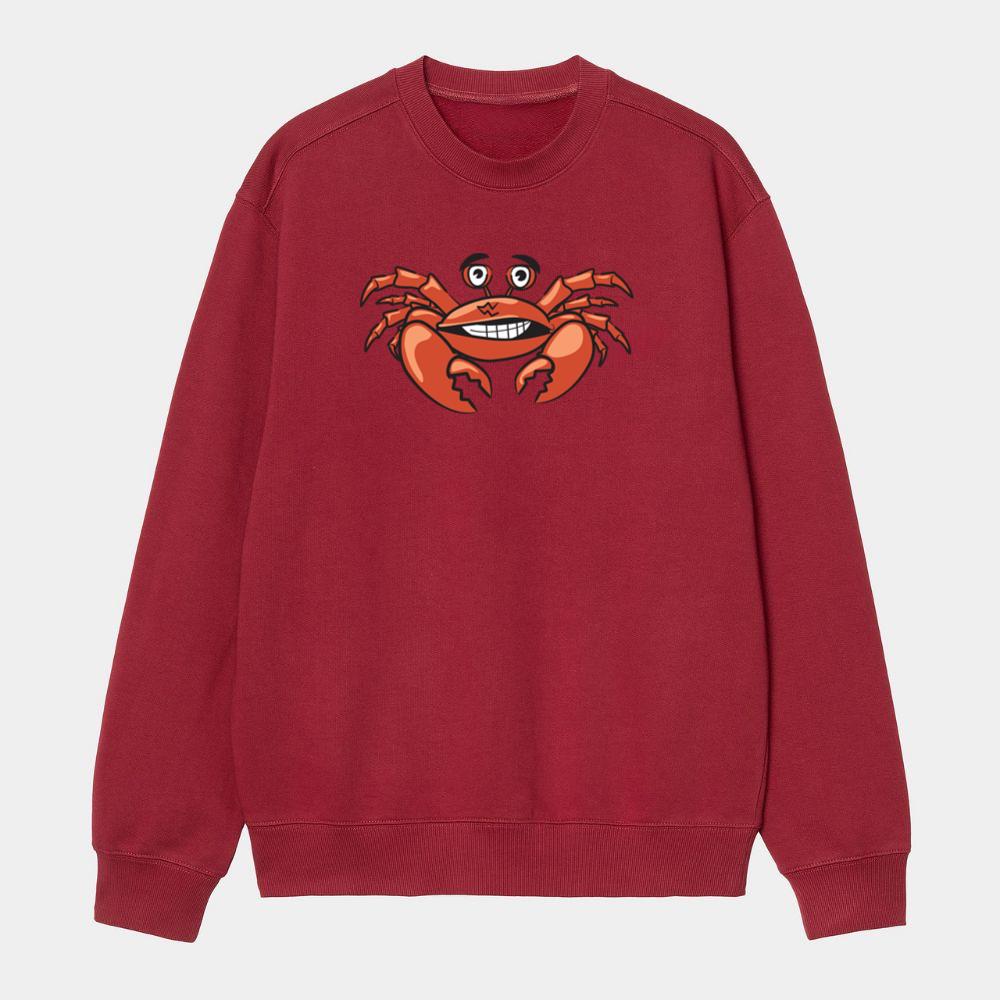 Smiling Cartoon Red Crab Sweatshirt