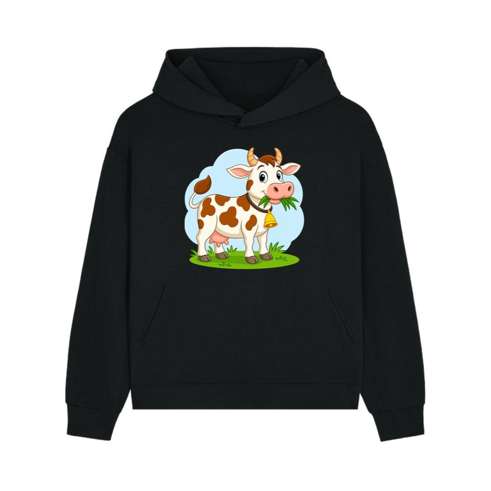Smiling Cow Eating Grass Hoodie