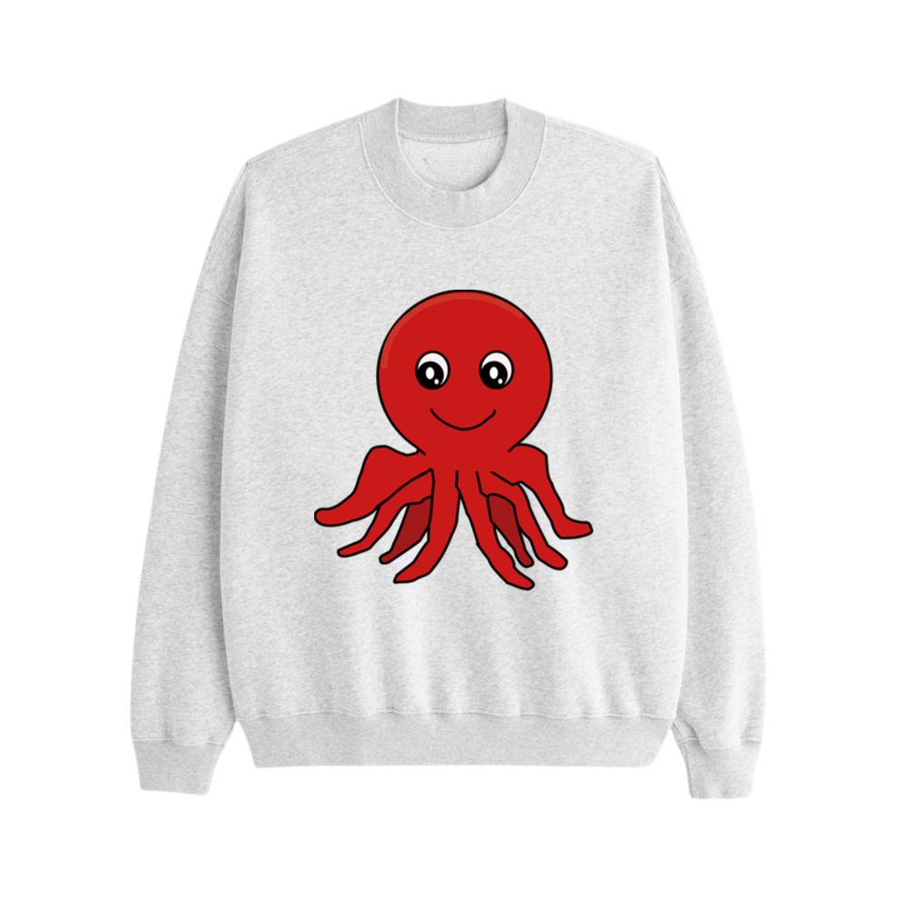 Smiling Red Cartoon Octopus Character Sweatsrhits