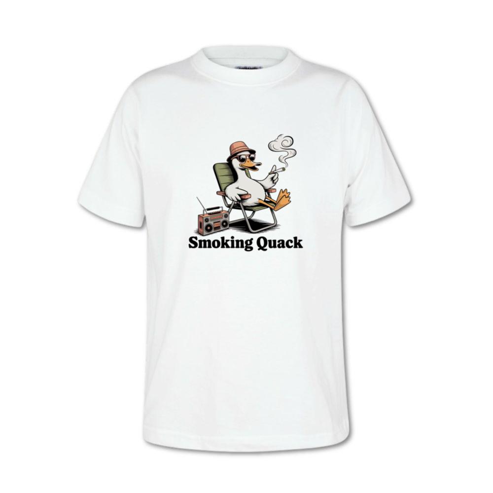 Smoking Quack Cool Duck with Radio Illustration T-Shirt