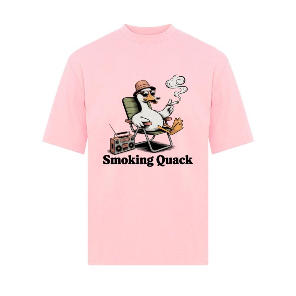 Smoking Quack Cool Duck with Radio Illustration T-Shirt