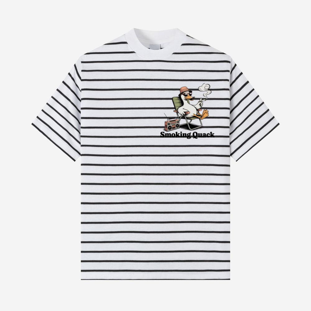 Smoking Quack Cool Duck with Radio Illustration T-Shirt