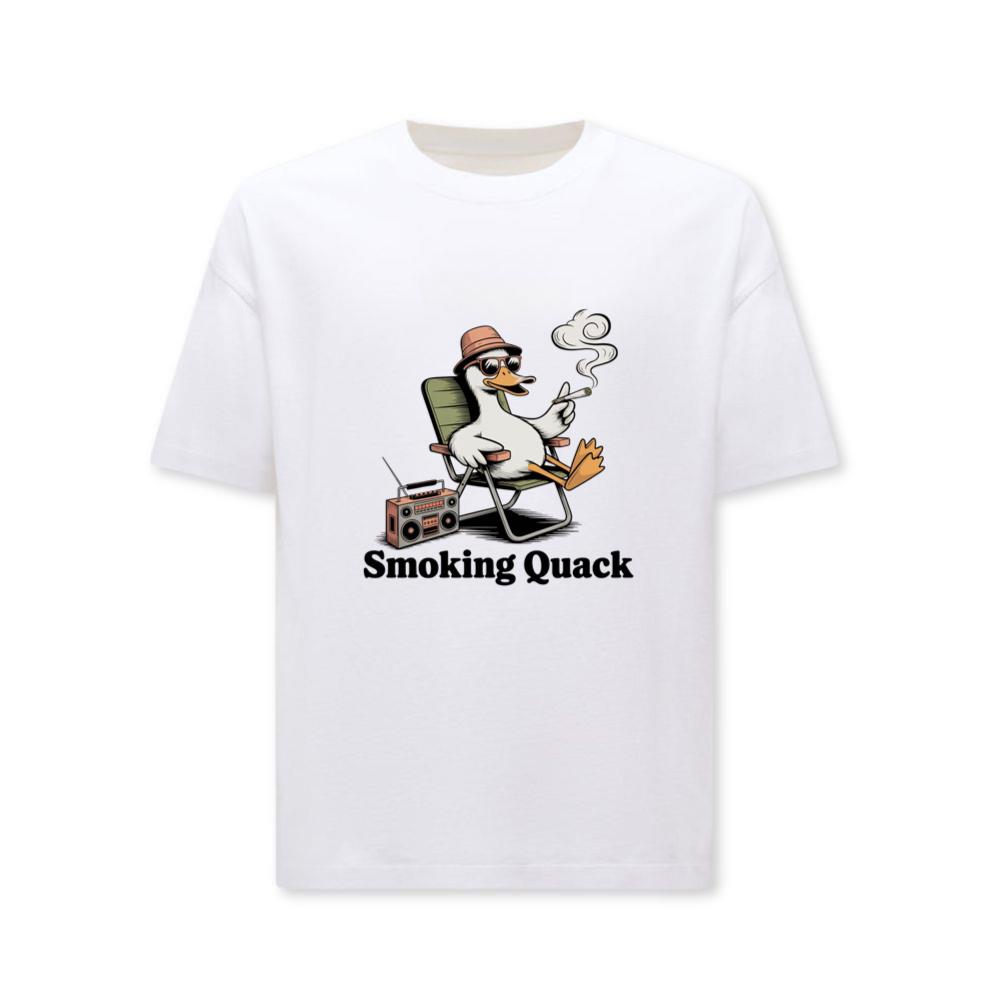 Smoking Quack Cool Duck with Radio Illustration T-Shirts