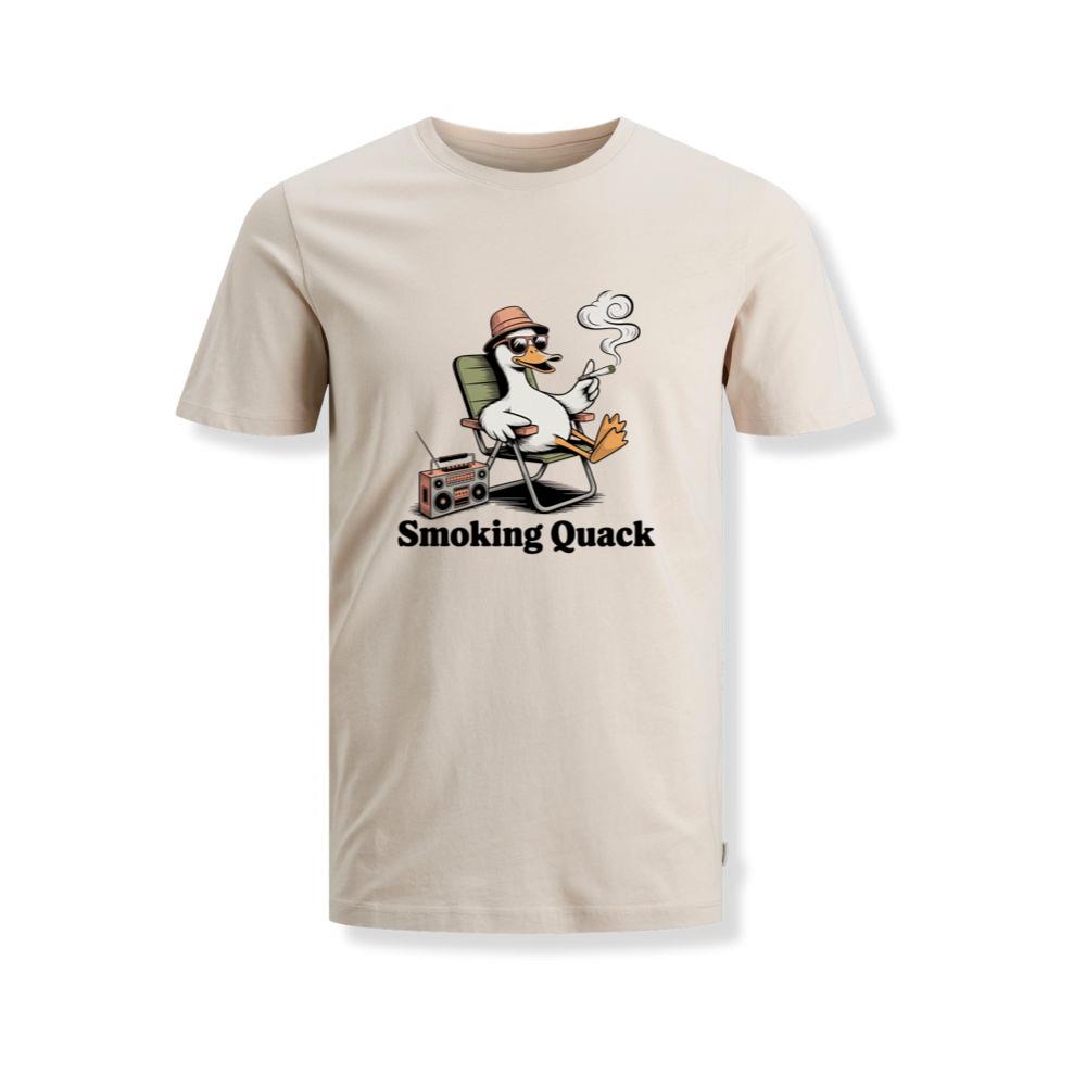 Smoking Quack Cool Duck with Radio Illustration T-Shirts