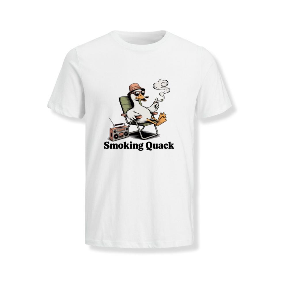 Smoking Quack Cool Duck with Radio Illustration T-Shirts