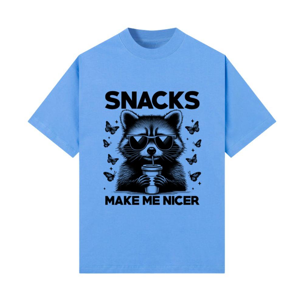 Snacks Make Me Nicer Raccoon Animal Sarcastic T-Shirt